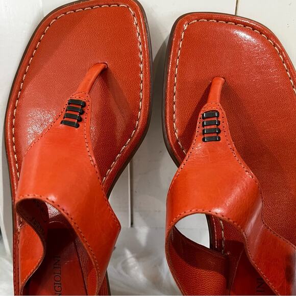 NEW Enzo Angiolini Leather Square Low Mod Heel Thong Slip On Sandals 5.5 NWOB - Picture 12 of 14